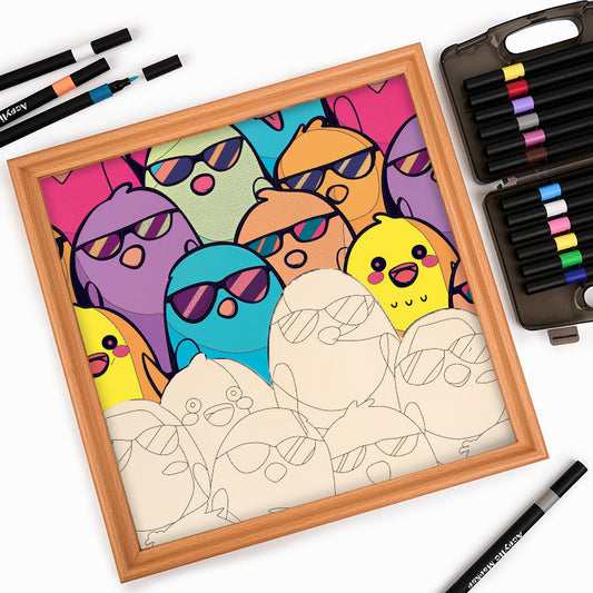 Coola fåglar - Träpussel med målarbilder