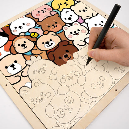 Skogskompisar - Träpussel med målarbilder