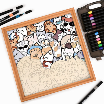 Lata katter - Träpussel med målarbilder