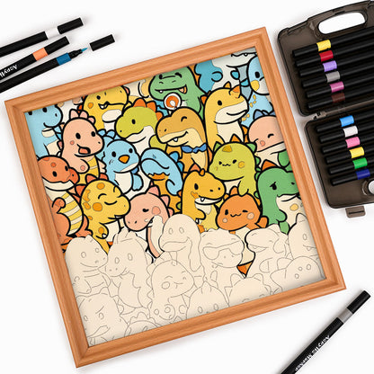 Liten drake - Träpussel med målarbilder