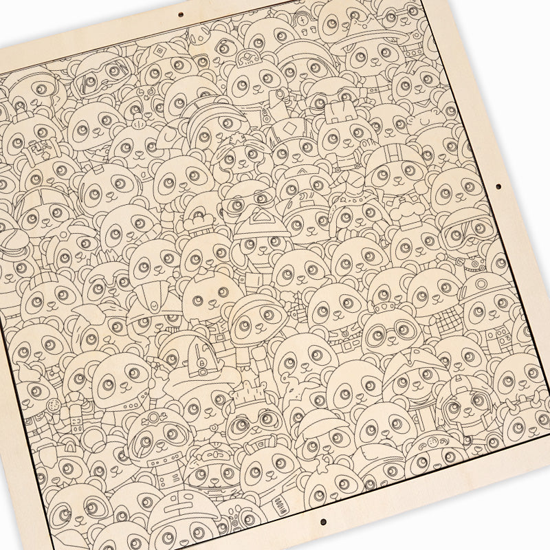 Panda - Träpussel med målarbilder