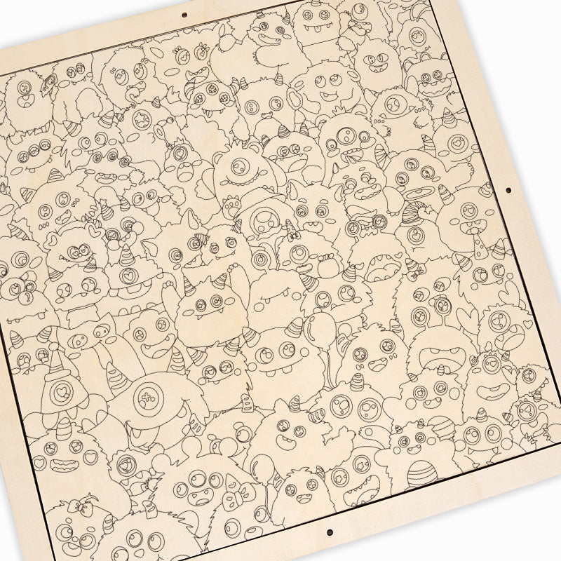 Små dinosaurier - Träpussel med målarbilder