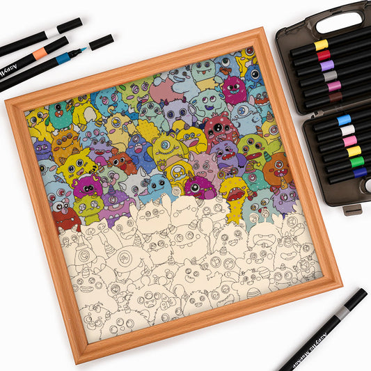 Små dinosaurier - Träpussel med målarbilder