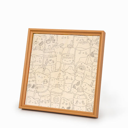 Söta juicer - Träpussel att färglägga