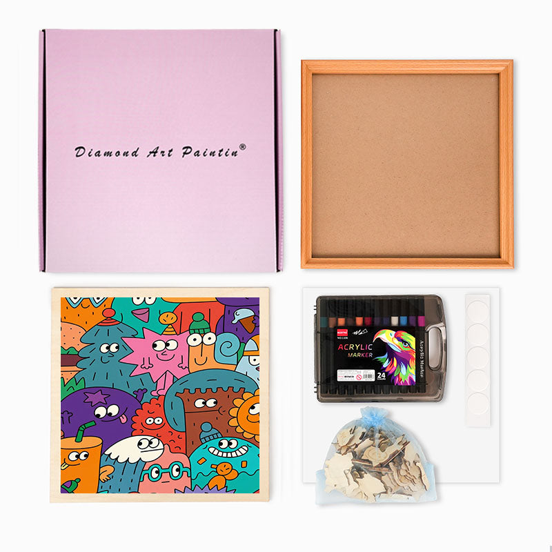 Ansikten av saker - Träpussel att färglägga