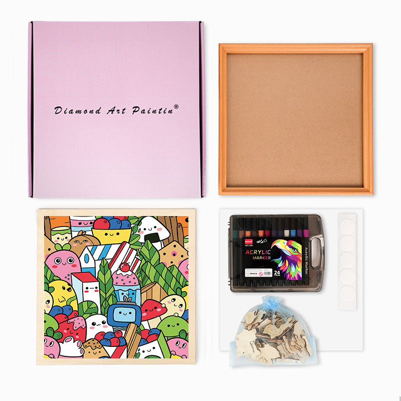 Matvänner - Träpussel att färglägga