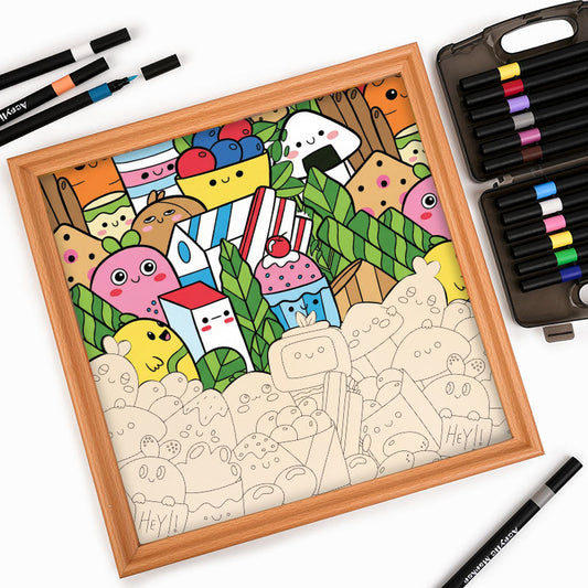 Matvänner - Träpussel att färglägga