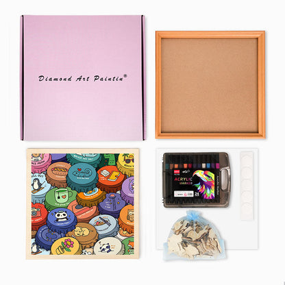 Färgglada mössor - Träpussel att färglägga