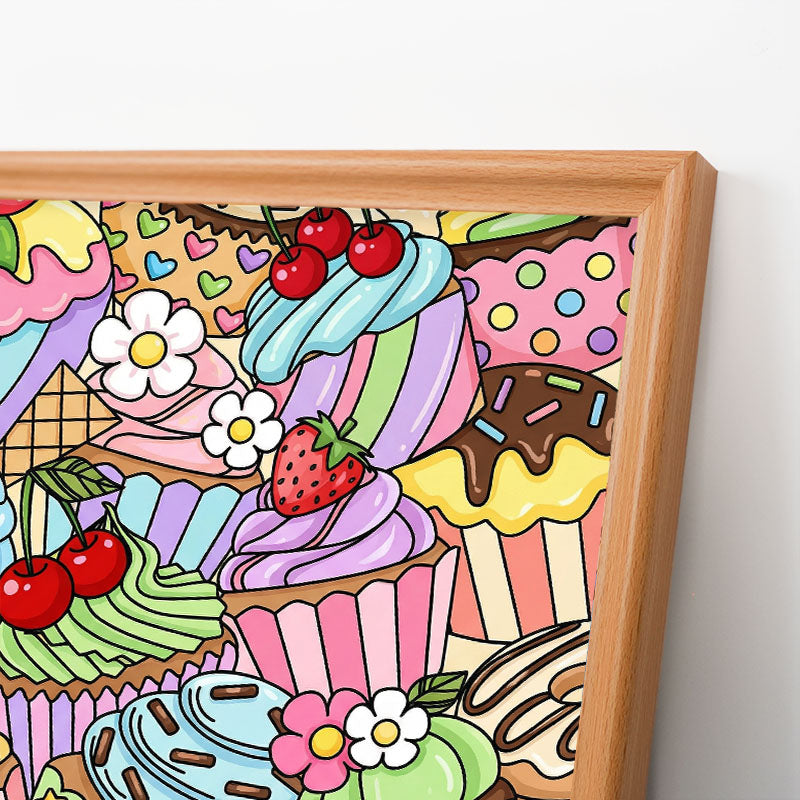 Söta muffins - Träpussel att färglägga