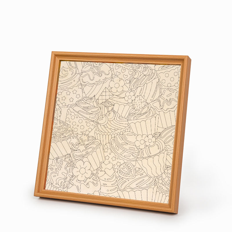 Söta muffins - Träpussel att färglägga