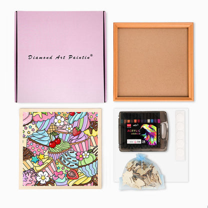 Söta muffins - Träpussel att färglägga