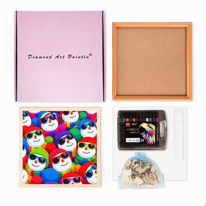 Coola snögubbar - Träpussel att färglägga