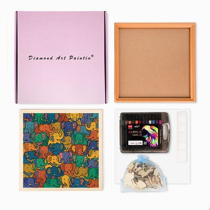 Elefantfest - Träpussel att färglägga