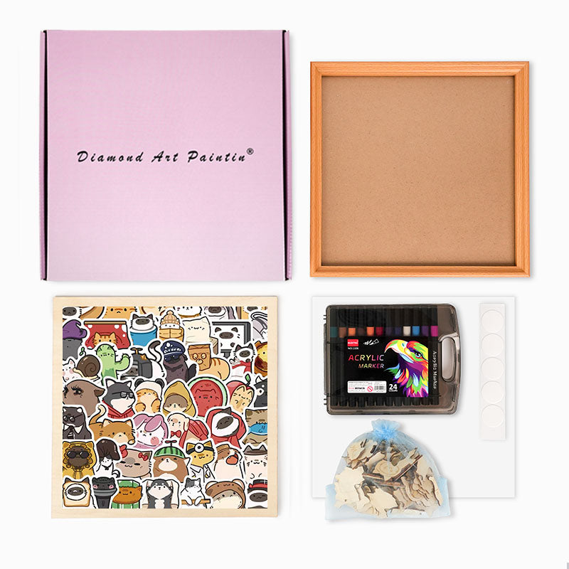 Glada Husdjur - Träpussel att färglägga