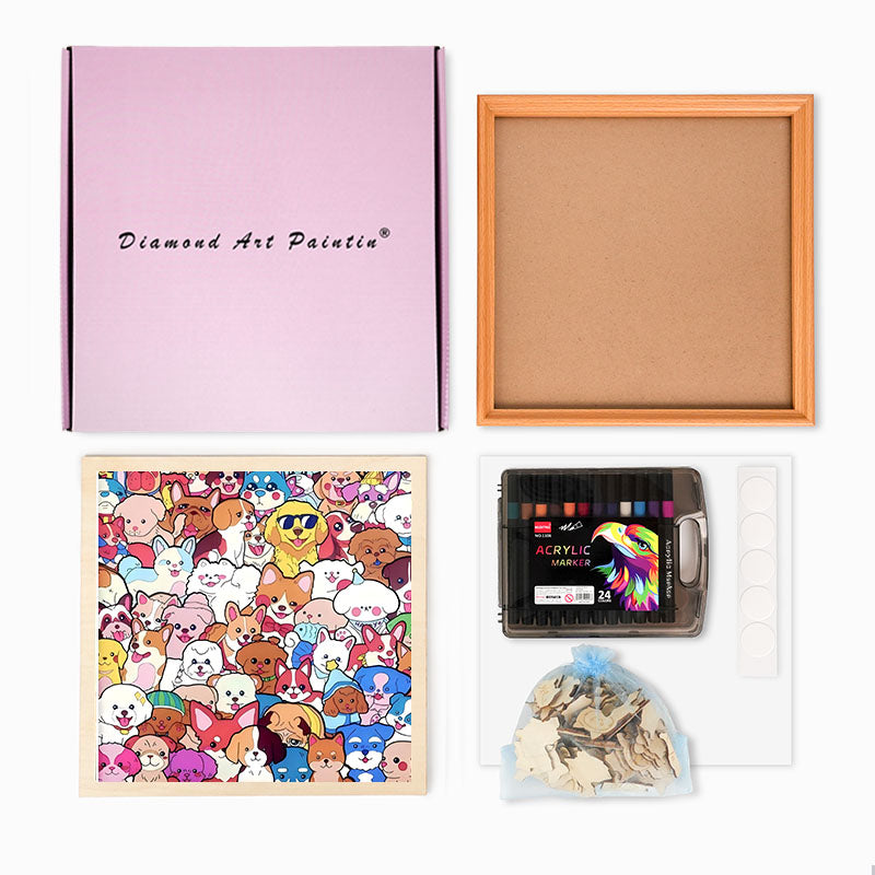 Husdjursfest - Träpussel att färglägga