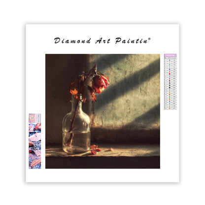 Torkad ros i glas - Diamantmålning