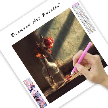 Torkad ros i glas - Diamantmålning