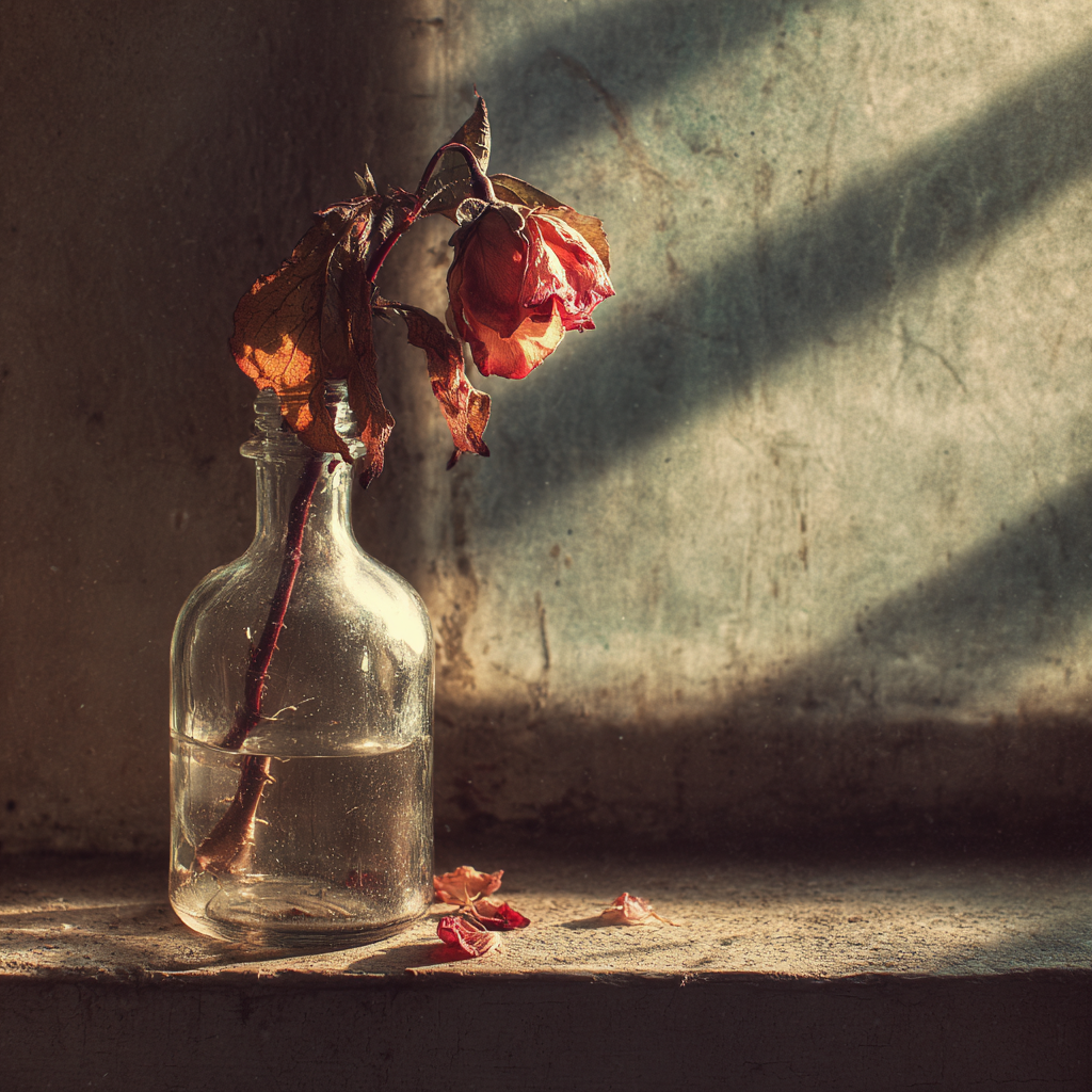 Torkad ros i glas - Diamantmålning