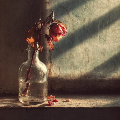 Torkad ros i glas - Diamantmålning