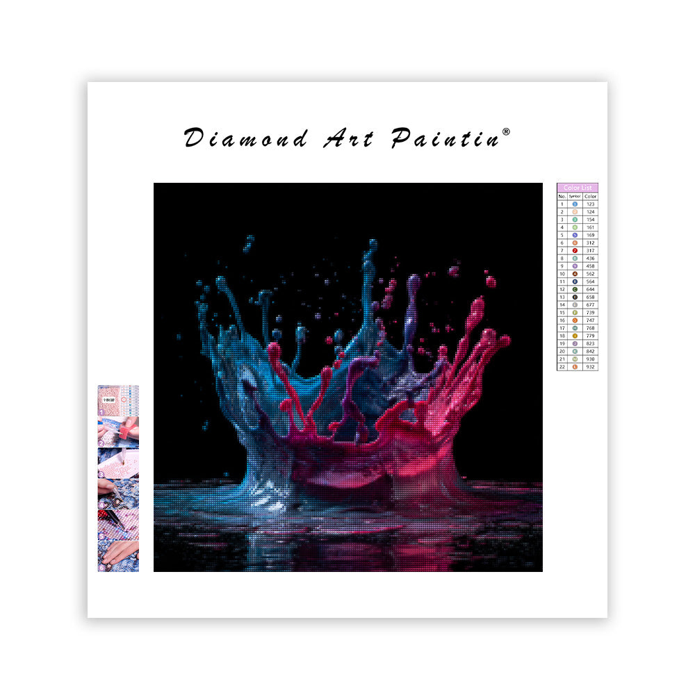 Dynamisk färgstänk krona - Diamantmålning