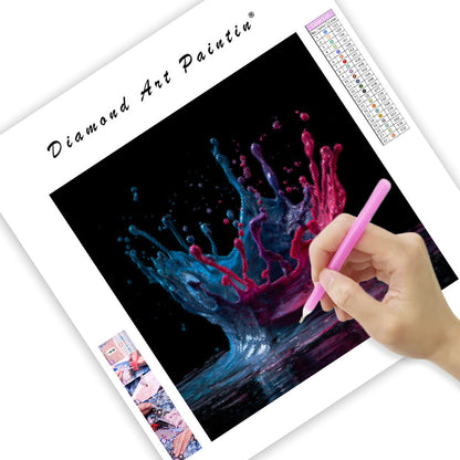 Dynamisk färgstänk krona - Diamantmålning