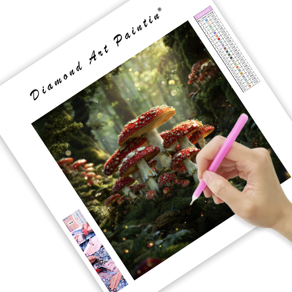 Förtrollad skogssvamp cirkel - Diamantmålning