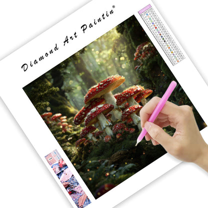 Förtrollad skogssvamp cirkel - Diamantmålning