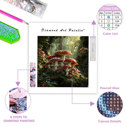 Förtrollad skogssvamp cirkel - Diamantmålning