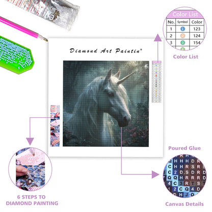 Förtrollad skog enhörning - Diamantmålning