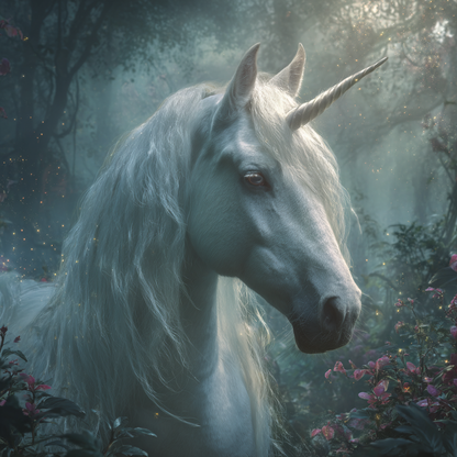 Förtrollad skog enhörning - Diamantmålning