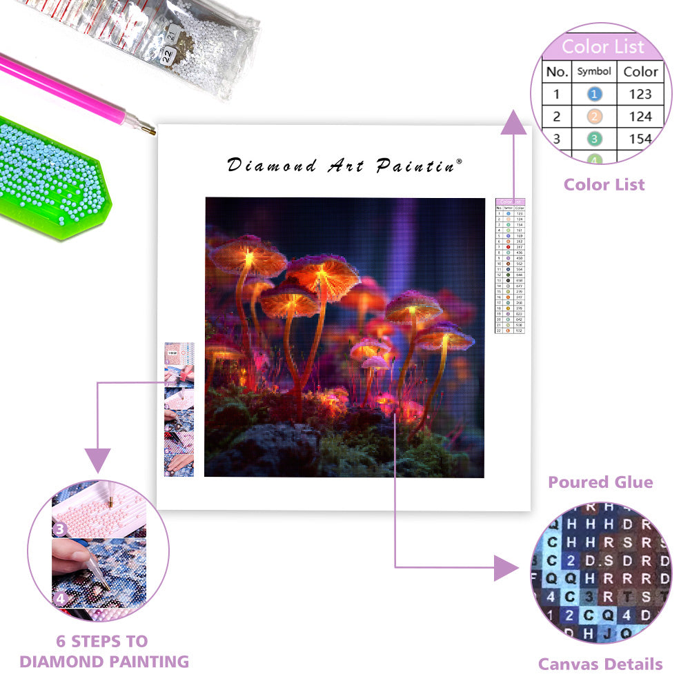 Förtrollad svamp Mikroskog - Diamantmålning