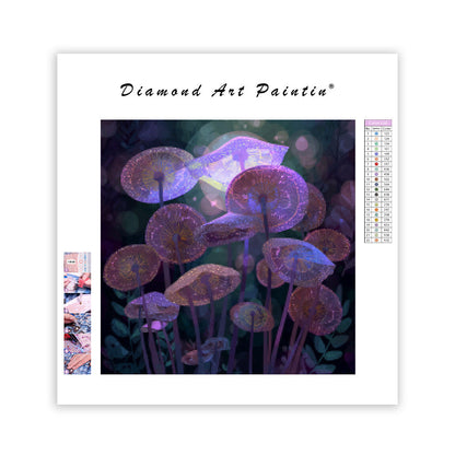 Lysande svampar i älvring - Diamantmålning