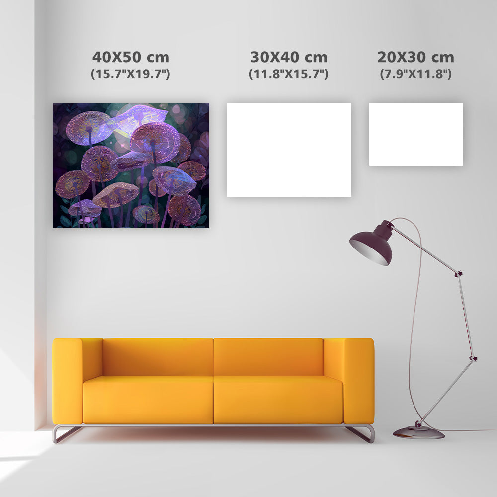 Lysande svampar i älvring - Diamantmålning