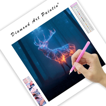 Geometrisk lysande hjort - Diamantmålning