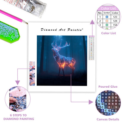 Geometrisk lysande hjort - Diamantmålning