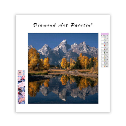 Höstreflektion i Grand Teton - Diamantmålning