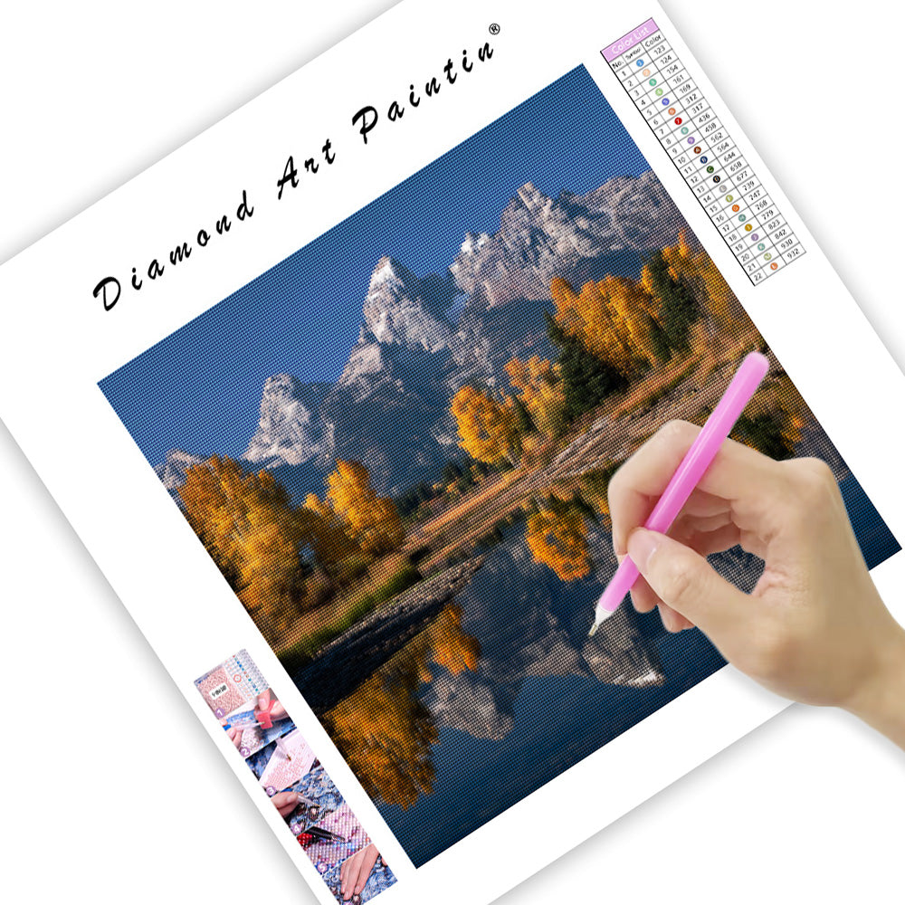 Höstreflektion i Grand Teton - Diamantmålning