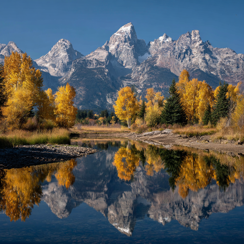Höstreflektion i Grand Teton - Diamantmålning