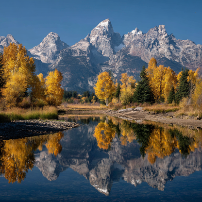 Höstreflektion i Grand Teton - Diamantmålning