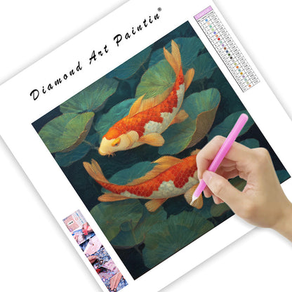 Koi i näckrosdammkonst - Diamantmålning