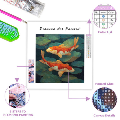 Koi i näckrosdammkonst - Diamantmålning
