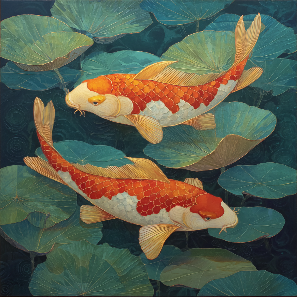 Koi i näckrosdammkonst - Diamantmålning