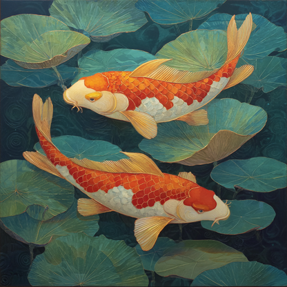 Koi i näckrosdammkonst - Diamantmålning