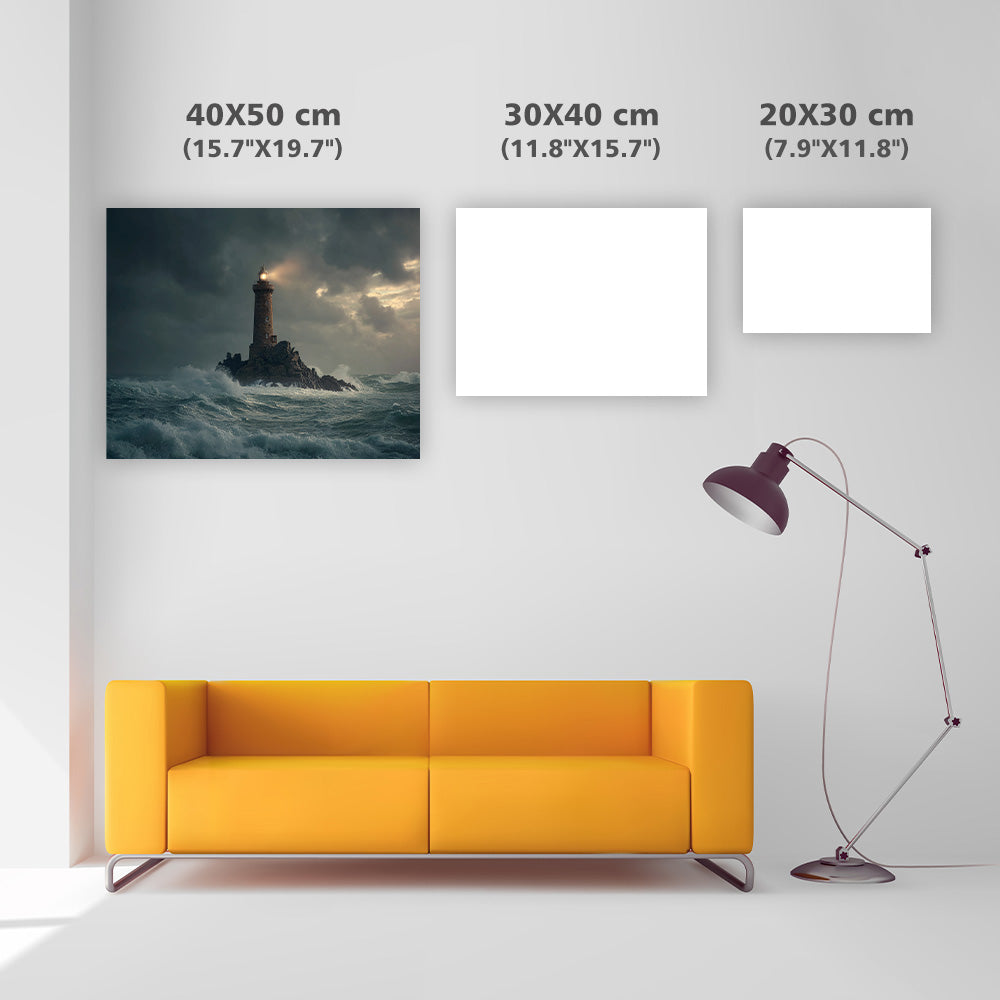 Fyr i stormigt hav - Diamantmålning