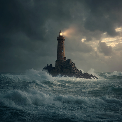 Fyr i stormigt hav - Diamantmålning