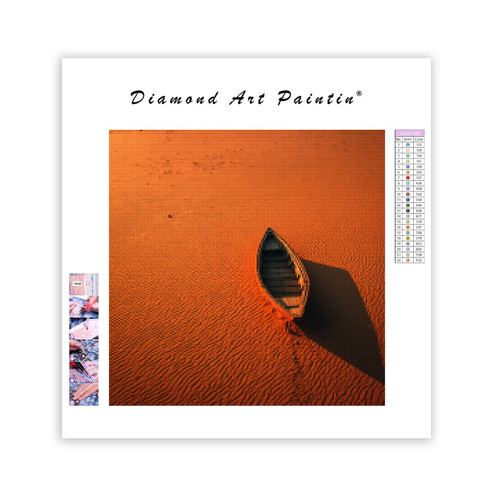 Ensam båt på sanddyner - Diamantmålning