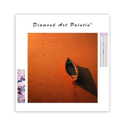 Ensam båt på sanddyner - Diamantmålning