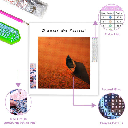 Ensam båt på sanddyner - Diamantmålning