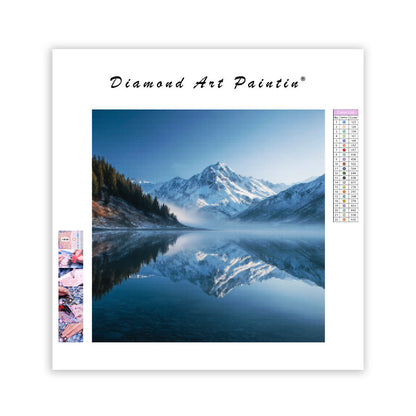 Spegelbergsreflektion i sjön - Diamantmålning