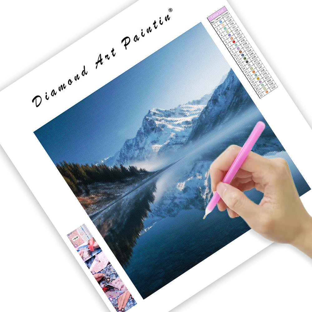 Spegelbergsreflektion i sjön - Diamantmålning